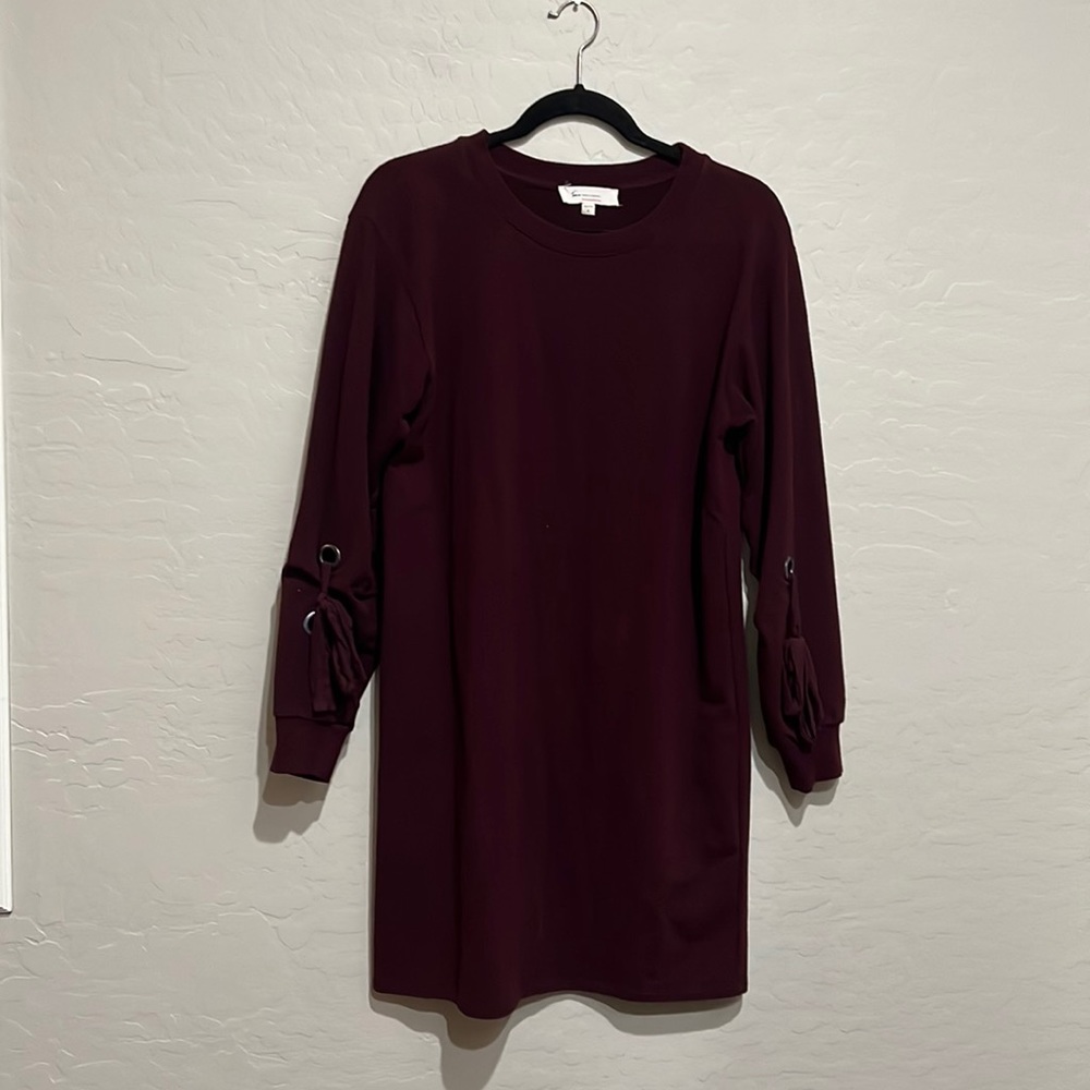 Two by Vince Camuto Wine Colored Terry Cloth Sweatshirt Dress, Size Small